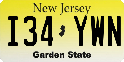 NJ license plate I34YWN