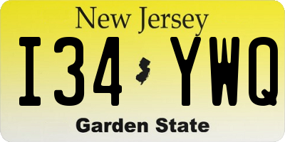 NJ license plate I34YWQ