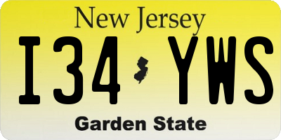 NJ license plate I34YWS
