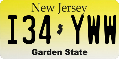 NJ license plate I34YWW