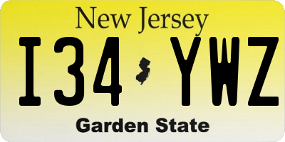 NJ license plate I34YWZ