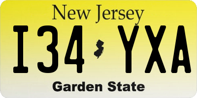 NJ license plate I34YXA
