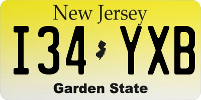 NJ license plate I34YXB