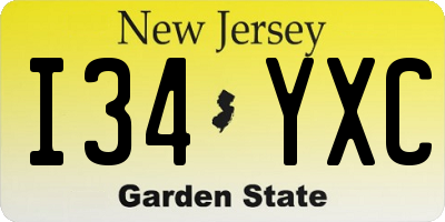NJ license plate I34YXC