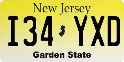 NJ license plate I34YXD