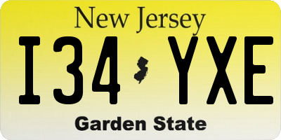 NJ license plate I34YXE