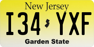 NJ license plate I34YXF