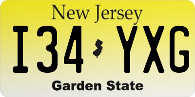 NJ license plate I34YXG