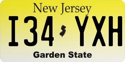 NJ license plate I34YXH