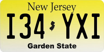 NJ license plate I34YXI