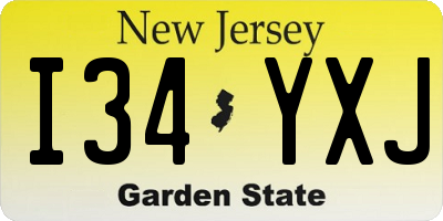 NJ license plate I34YXJ