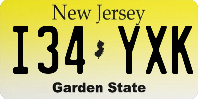 NJ license plate I34YXK