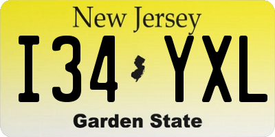 NJ license plate I34YXL