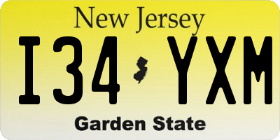 NJ license plate I34YXM