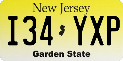 NJ license plate I34YXP