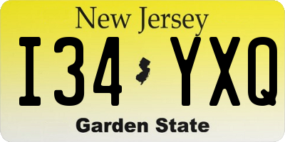NJ license plate I34YXQ