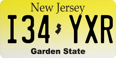 NJ license plate I34YXR