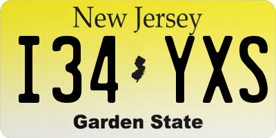 NJ license plate I34YXS