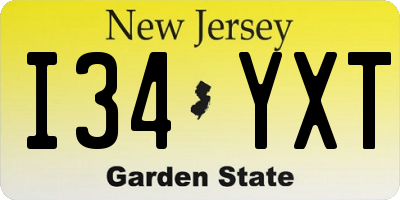 NJ license plate I34YXT