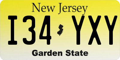NJ license plate I34YXY
