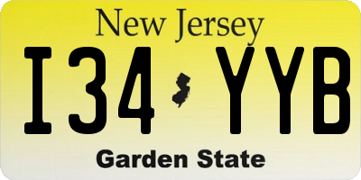 NJ license plate I34YYB