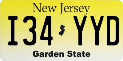 NJ license plate I34YYD