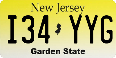 NJ license plate I34YYG