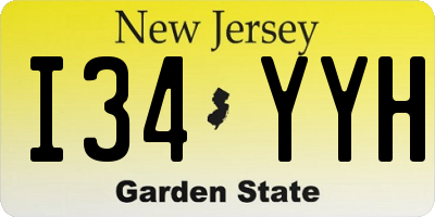 NJ license plate I34YYH