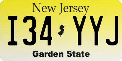 NJ license plate I34YYJ