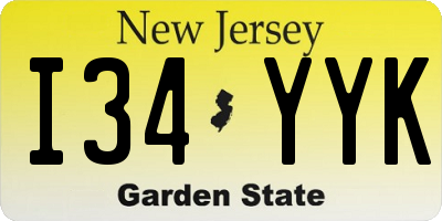 NJ license plate I34YYK