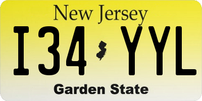 NJ license plate I34YYL