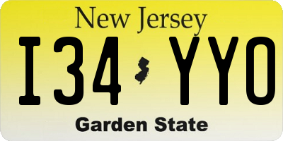 NJ license plate I34YYO