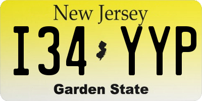 NJ license plate I34YYP