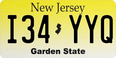NJ license plate I34YYQ