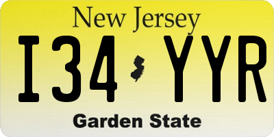 NJ license plate I34YYR