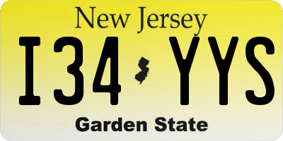 NJ license plate I34YYS
