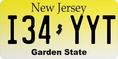 NJ license plate I34YYT