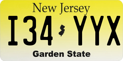 NJ license plate I34YYX