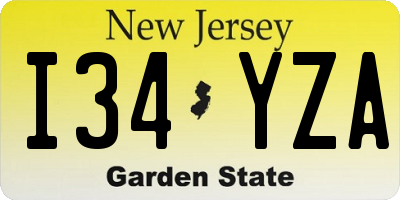 NJ license plate I34YZA