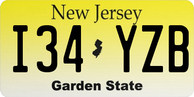 NJ license plate I34YZB
