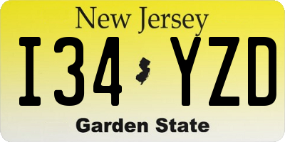 NJ license plate I34YZD