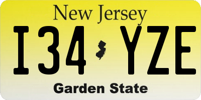 NJ license plate I34YZE