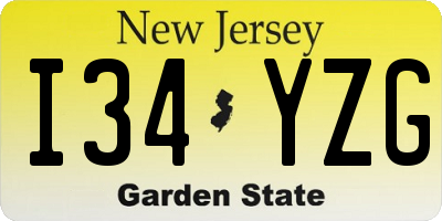 NJ license plate I34YZG