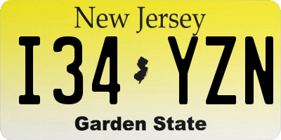 NJ license plate I34YZN