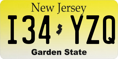 NJ license plate I34YZQ