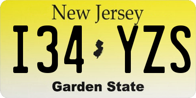 NJ license plate I34YZS