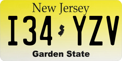 NJ license plate I34YZV