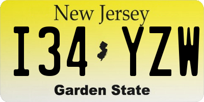 NJ license plate I34YZW