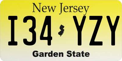 NJ license plate I34YZY
