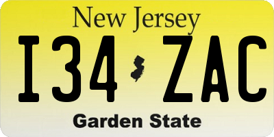 NJ license plate I34ZAC